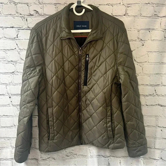 Cole Haan Olive‎ Green Quilted Winter Jacket Women’s Size Small - Picture 1 of 12